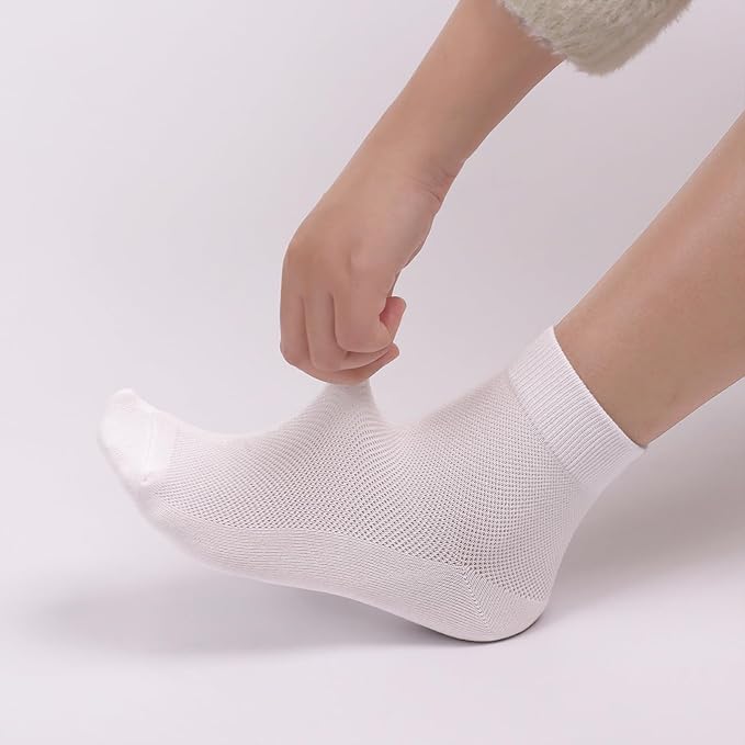 SERISIMPLE Women Thin Viscose Bamboo Above Ankle Sock Breathable Lightweight Classic Crew Casual Mesh Socks 5 Pairs