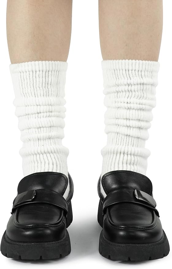 BomKinta Thick Slouch Socks Women - Long Soft Scrunch Knee High Boot Socks - Stack Socks for Women 3 Pair Pack Size 5-10