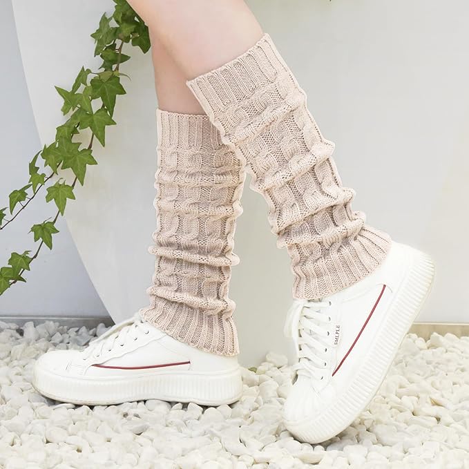 Womens Leg Warmers Winter Warm Knit Long Boot Socks Slouch Knee High 80s for Party