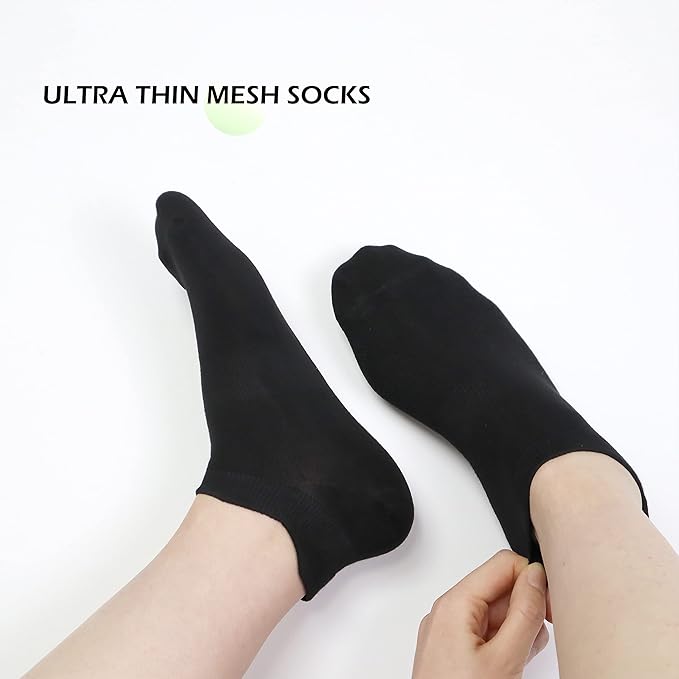 SERISIMPLE Women Ultra Thin Socks Viscose Bamboo Low Cut No Show Ventilating Ankle Anti Odor Arch Support Mesh Socks 5 Pairs