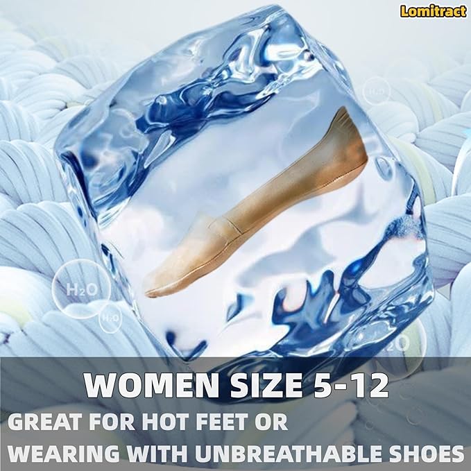 Lomitract Thin No Show Socks (Women 5-12), Made of Ice Silk Surface on the Surface & Cotton on the Bottom