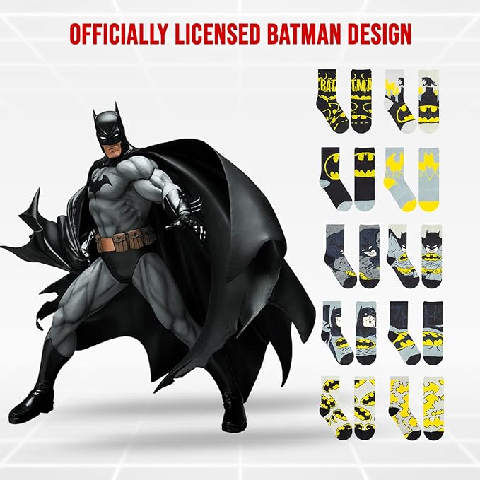 DC Comics Boys Socks - 10-Pack Toddler Socks with Batman, Superman, Wonder Woman & Flash