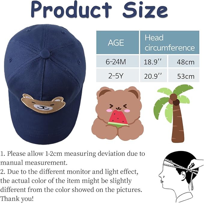 Baby Baseball Cap Toddler Boys Girls Sun Hat Kids Adjustable Cotton Caps Lightweight Trucker Hats