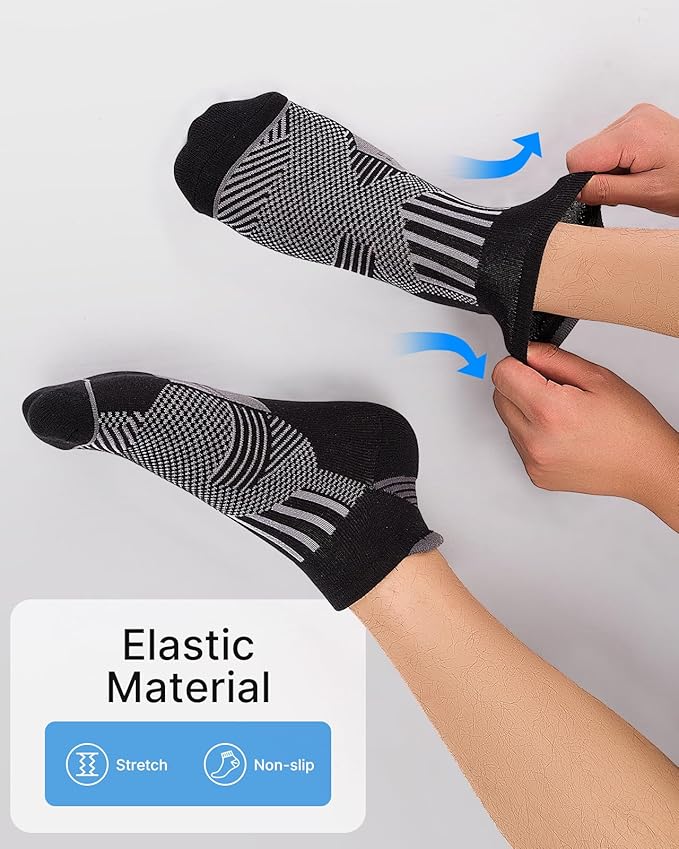Mens Low Cut Ankle Socks, Moisture Wicking Cotton Casual Short Socks, Breathable ＆ Comfy, 6 Pairs