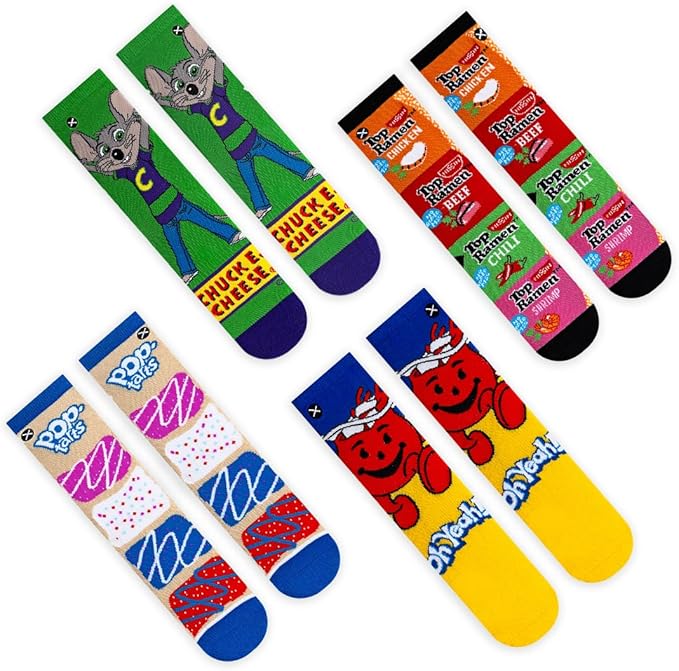 Odd Sox – Big Kids 8-Pack Novelty Themed Crew Socks Bundle-Shoe Sizes 3–5 –Soft, Comfortable, Great Durable Gift for Kids