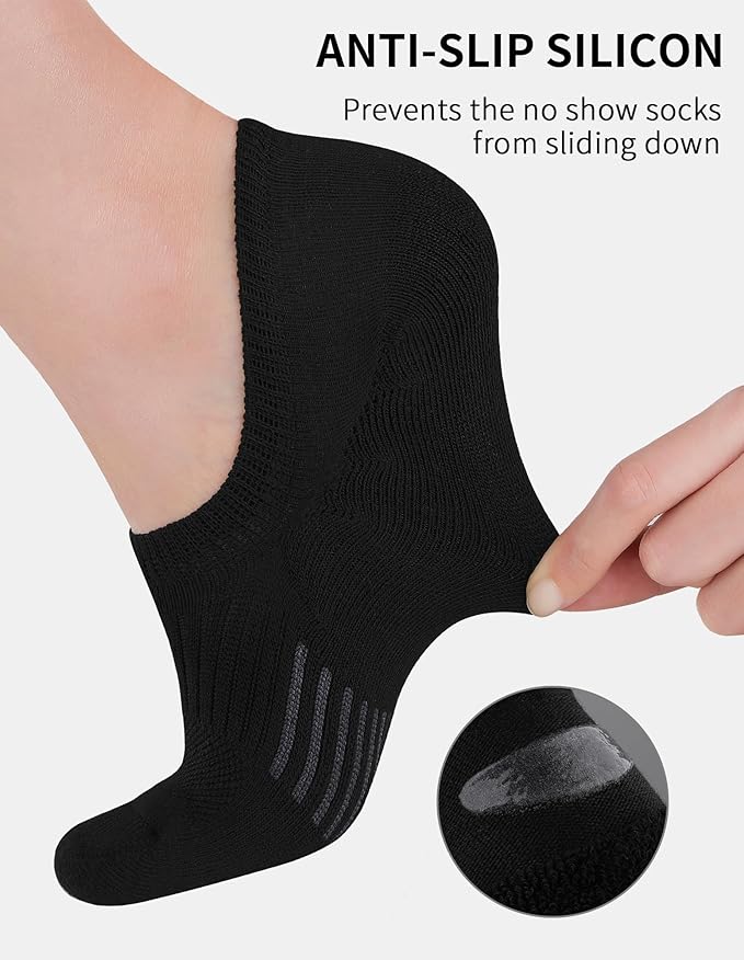 Airacker No Show Socks Womens Athletic Cushioned Low Cut Sports Running Ankle Socks for Women 6 Pairs