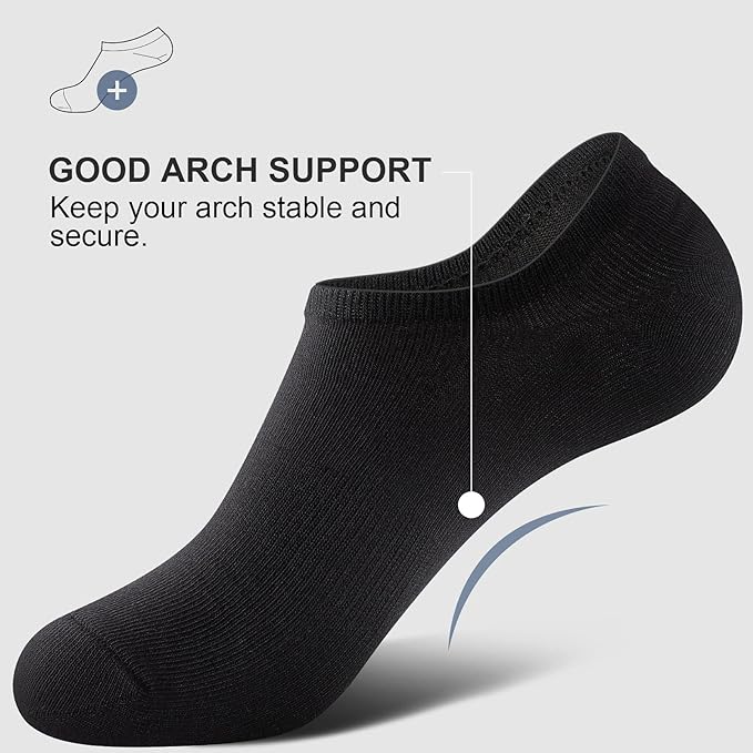 wernies No Show Socks Men, Low Cut Ankle Short Casual Cotton Socks with Non Slip Grips 6-10/11-13