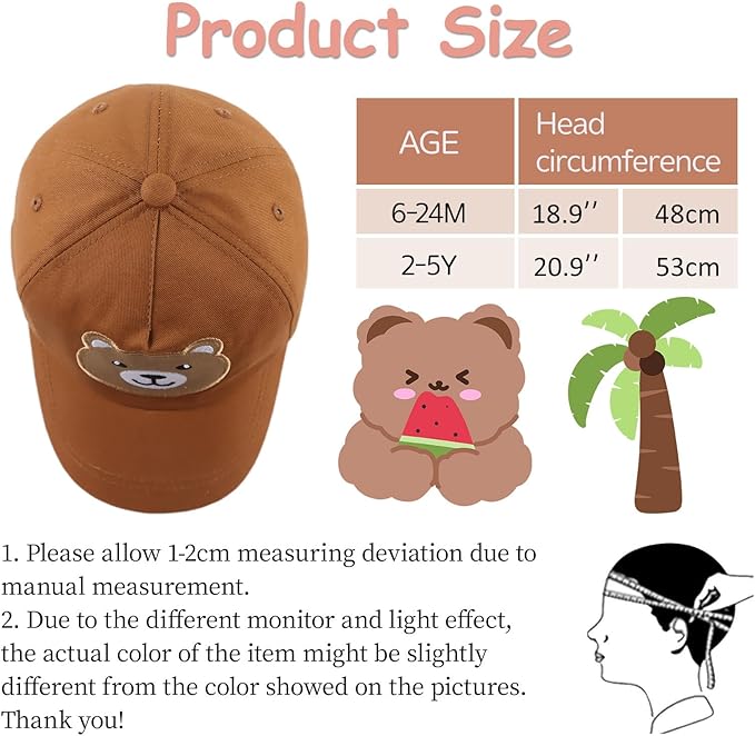 Baby Baseball Cap Toddler Boys Girls Sun Hat Kids Adjustable Cotton Caps Lightweight Trucker Hats