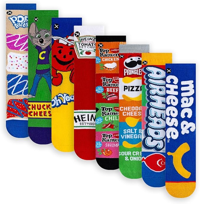 Odd Sox – Big Kids 8-Pack Novelty Themed Crew Socks Bundle-Shoe Sizes 3–5 –Soft, Comfortable, Great Durable Gift for Kids
