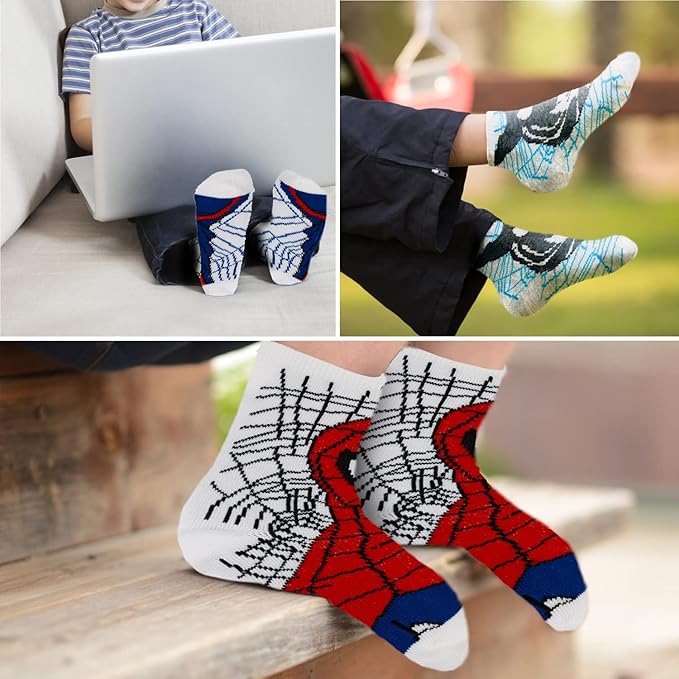 Marvel Spiderman Boys Socks - 10-Pack Decorative Toddler Socks with Amazing Legends Design