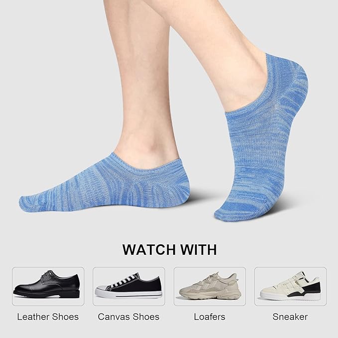 wernies No Show Socks Men, Low Cut Ankle Short Casual Cotton Socks with Non Slip Grips 6-10/11-13