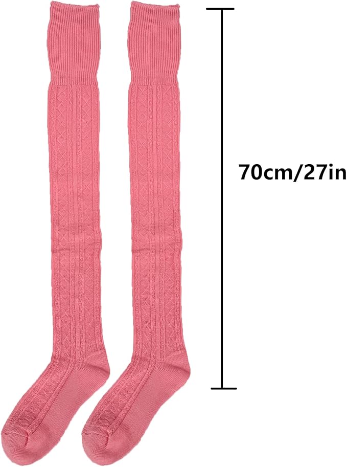 Bestjybt Women Thigh High Socks Cotton Cable Knit Over the Knee Boot Stockings Long Warm leg Warmers
