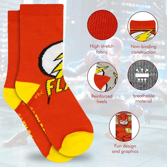 DC Comics Boys Socks - 10-Pack Toddler Socks with Batman, Superman, Wonder Woman & Flash
