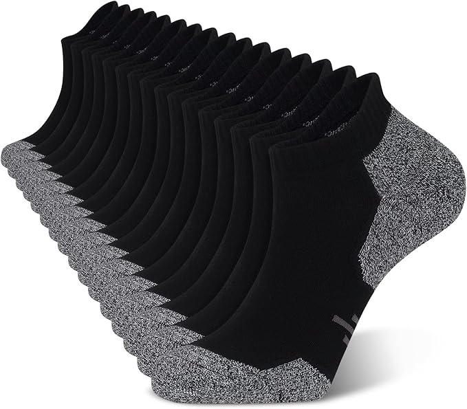 Women's Black Ankle Socks 8 Pack - Cushioned Cotton Everyday Socks for Gym, Travel