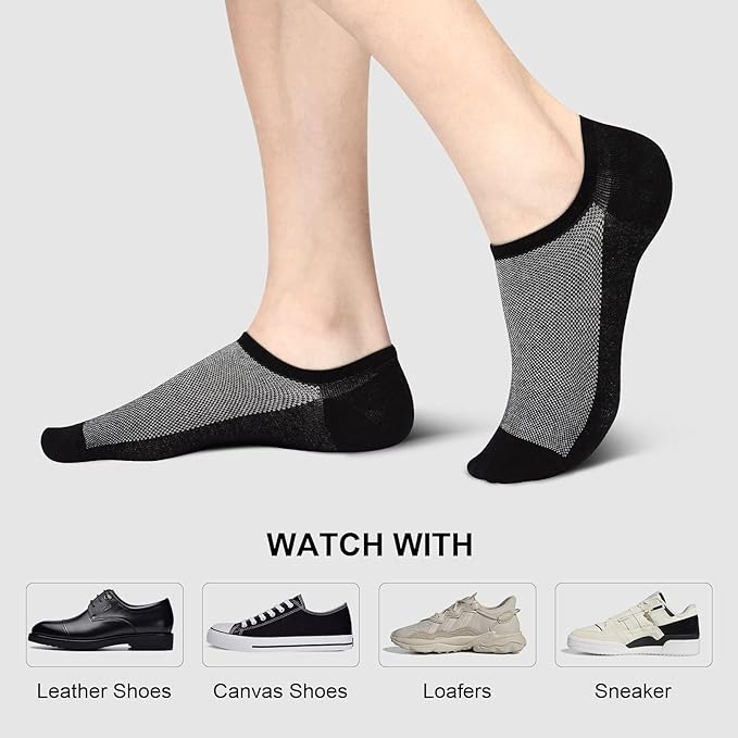 wernies No Show Socks Men, Low Cut Ankle Short Casual Cotton Socks with Non Slip Grips 6-10/11-13