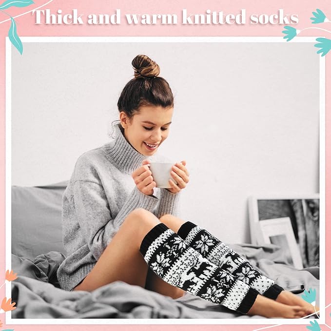 SATINIOR 4 Pairs Cable Knit Leg Warmers Women Winter Knitted Crochet Knee Boot Stockings Cuffs Long Legging Socks
