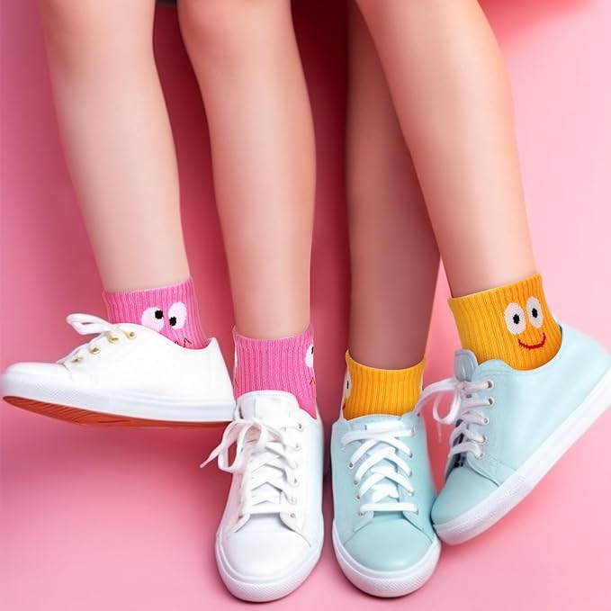 JaGely 10 Pairs Boy Girl Cotton Funny Emotion Crew Socks Novelty Cute Cartoon Crazy Face Socks for Kids Toddler