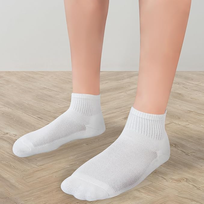 +MD 6 Pairs Ankle Socks for Women and Men, Bamboo Viscose Smell Control Cushioned Sole Casual Low Cut Socks