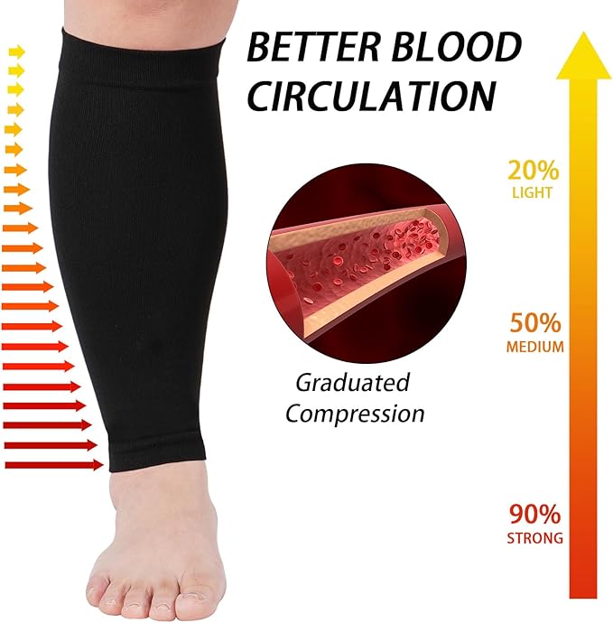 Plus Size Compression Leg Sleeves for Women& Men 15-20mmHg Wide Calf Knee High Leg Sleeves