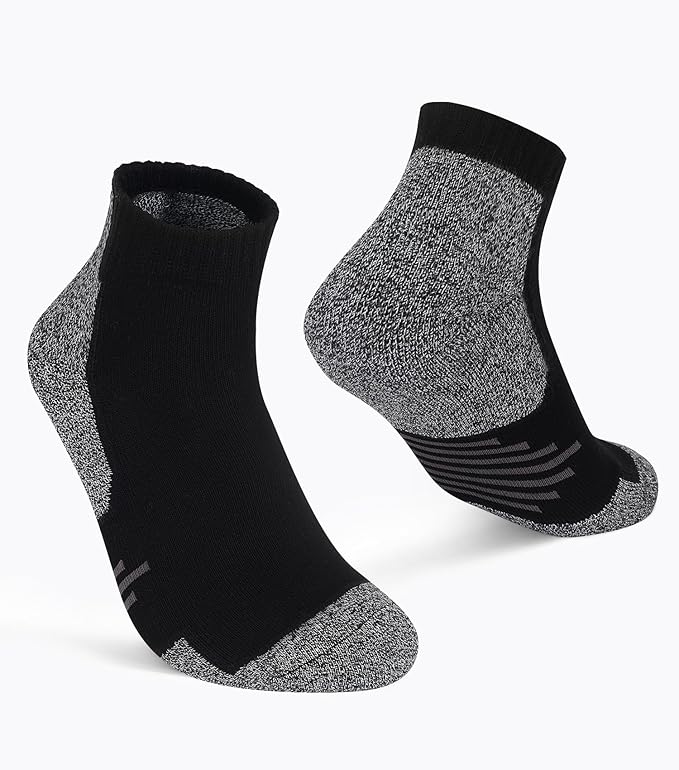 Women's Black Ankle Socks 8 Pack - Cushioned Cotton Everyday Socks for Gym, Travel