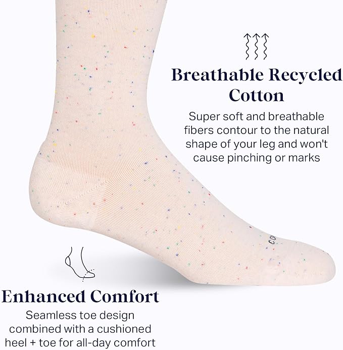 Comrad Recycled Cotton Knee High Socks - 15-20mmHg Graduated Compression Socks - Soft & Breathable Support Socks, Unisex
