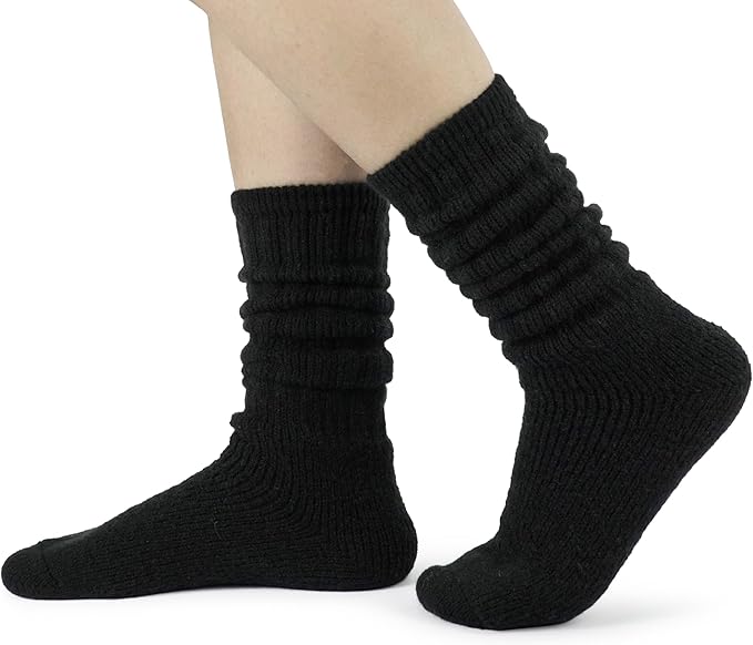 BomKinta Thick Slouch Socks Women - Long Soft Scrunch Knee High Boot Socks - Stack Socks for Women 3 Pair Pack Size 5-10