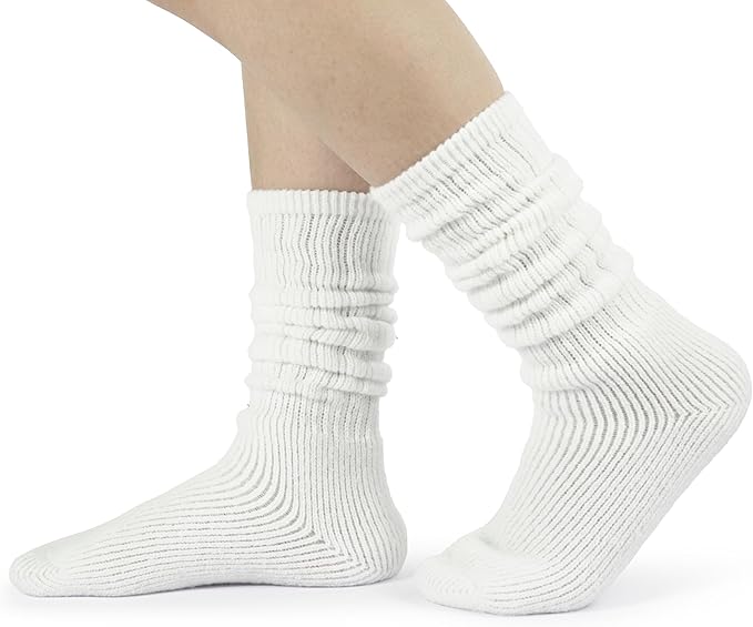 BomKinta Thick Slouch Socks Women - Long Soft Scrunch Knee High Boot Socks - Stack Socks for Women 3 Pair Pack Size 5-10