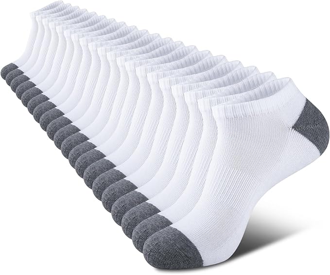 COOVAN 10 Pairs Mens Cushion Ankle Socks Men 10 Pack Low Cut Comfort Breathable Casual Socks