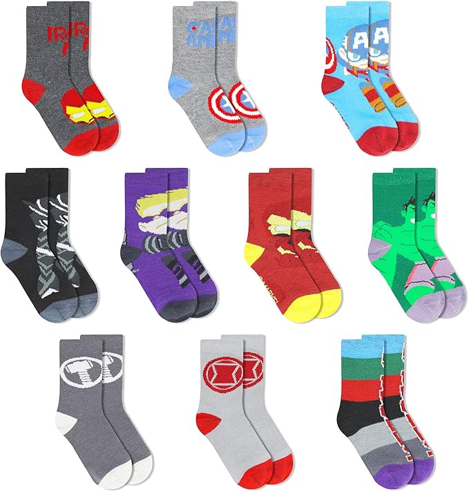 Marvel Legends Superhero Boys Socks, Toddler Socks & Kids Socks, Quality Made Little Boys Socks & Toddler Boys Avenger Socks