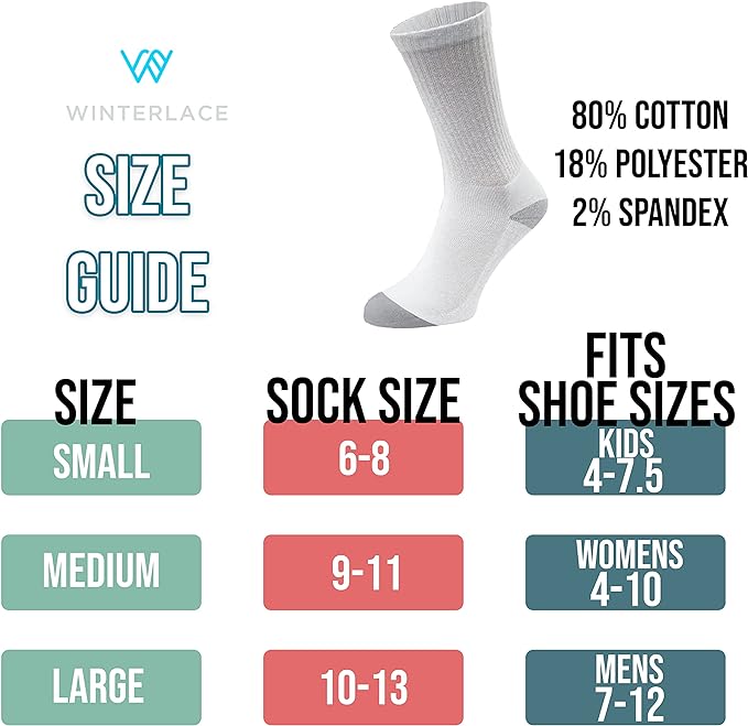 48 Pairs Crew Socks for Men Women Kids, Wholesale Bulk Cotton Basic Sport Sock, Donation