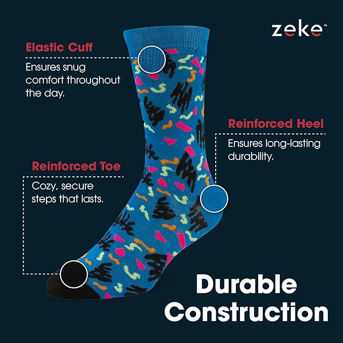 ZEKE Crazy Socks for Kids - Boys Funky Dress Socks - Funny Cool Silly Fun Socks - Wacky Novelty Gift