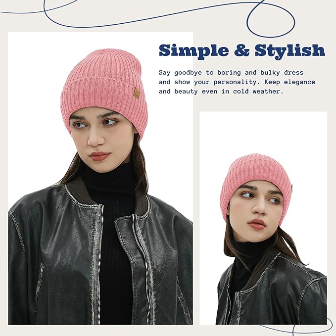 ACUSHLA Waterproof Windproof Cuff Beanie - Thick Fleece Lined Knit Winter Hat for Men & Women Warm Watch Cap for Cold Weather