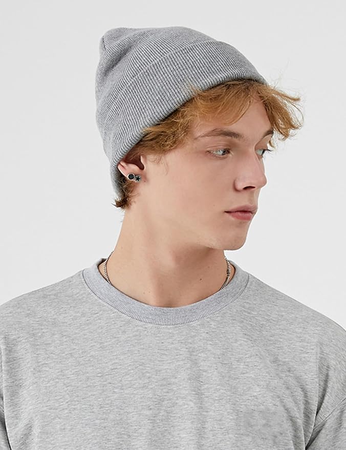 100% Cotton Beanie Hats for Women Men Winter Soft Warm Knit Cuffed Hats Fisherman Beanie Skull Cap Unisex