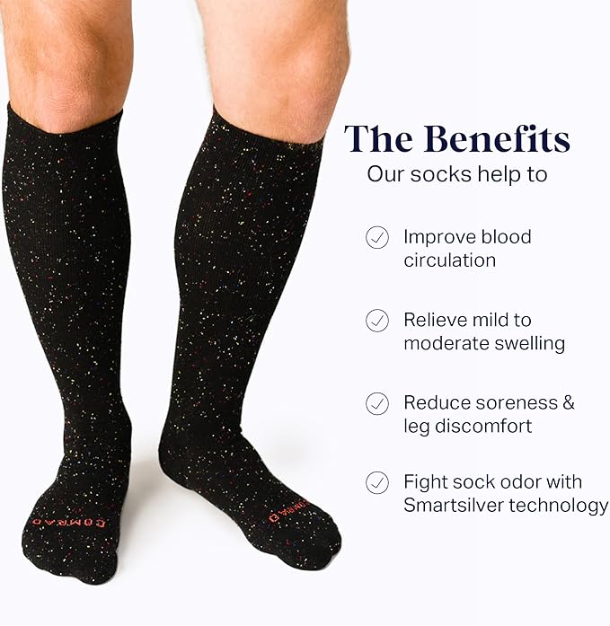 Comrad Recycled Cotton Knee High Socks - 15-20mmHg Graduated Compression Socks - Soft & Breathable Support Socks, Unisex
