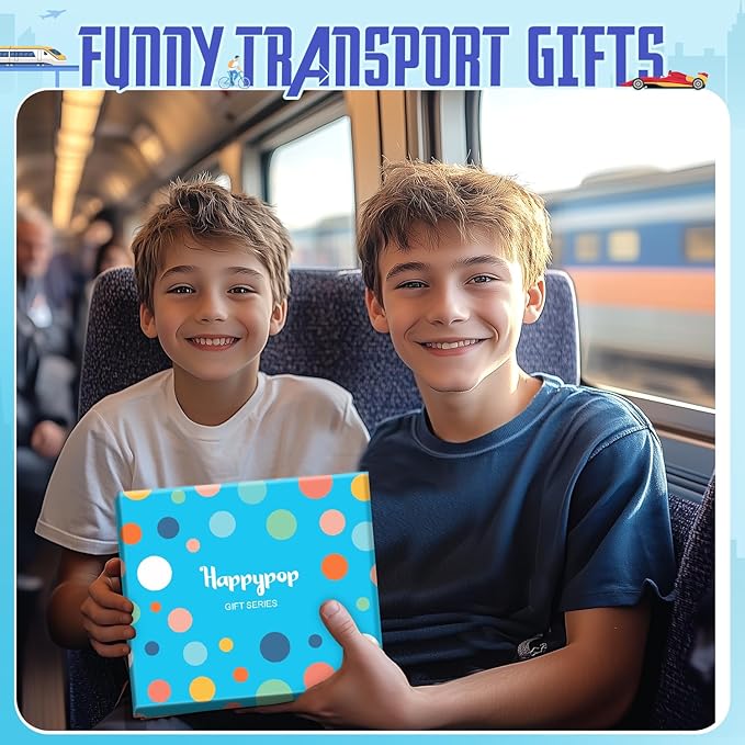 HAPPYPOP Train Tractor Gifts For Boys - Funny Railroad Tractor Socks For Kids 7-12 Years Old