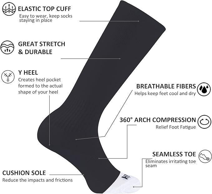 Soccer Baseball Softball Socks, Unisex Youth Solid Knee High Football Volleyball Compression Socks