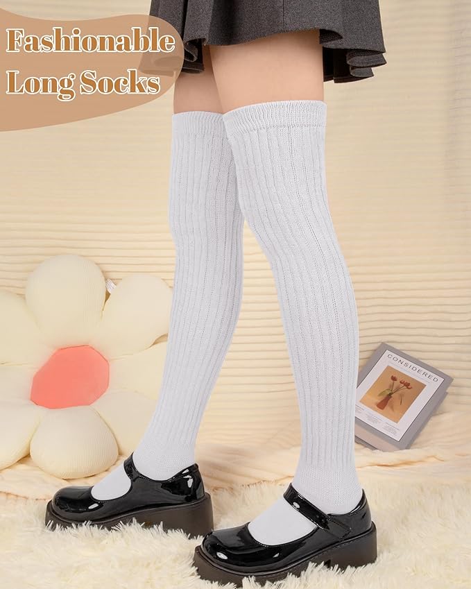 Womens Thigh High Socks Extra Long Knit Over Knee Stockings Winter Warm Thick Scrunch Slouch Soft Tall Leg Warmers