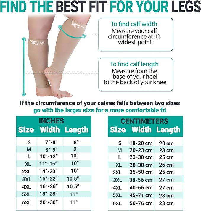 Zeta Wear Plus Size Short Length Leg Sleeve Support Socks - Wide Calf Compression, Women, Amazing Fit, 1 Pair