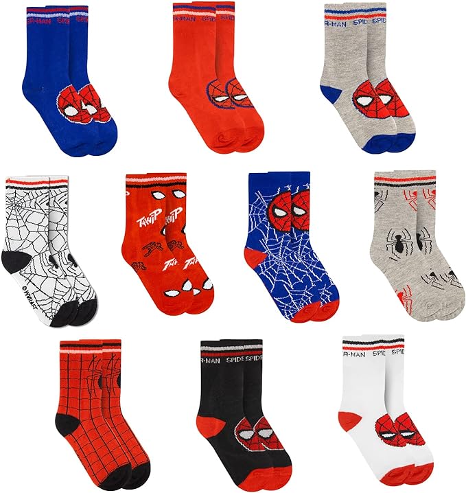 Marvel Spiderman Boys Socks - 10-Pack Decorative Toddler Socks with Amazing Legends Design