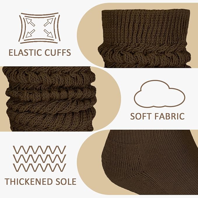 8 Pairs Women Slouch Socks Soft Extra Long Boot Sock Thick Cotton Knee High Scrunch Socks for Women