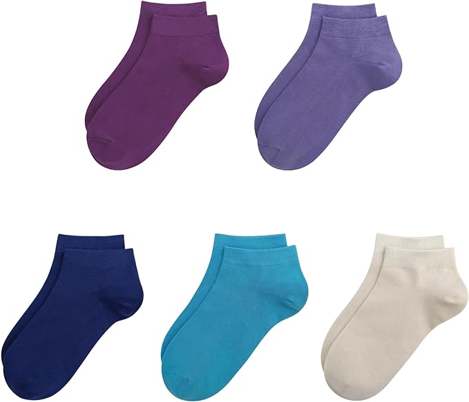 SERISIMPLE Viscose Bamboo School Socks Ankle Super Soft Kids Socks Stretch Cuffs Athletic Socks Odor Anti-odor 5 Pairs