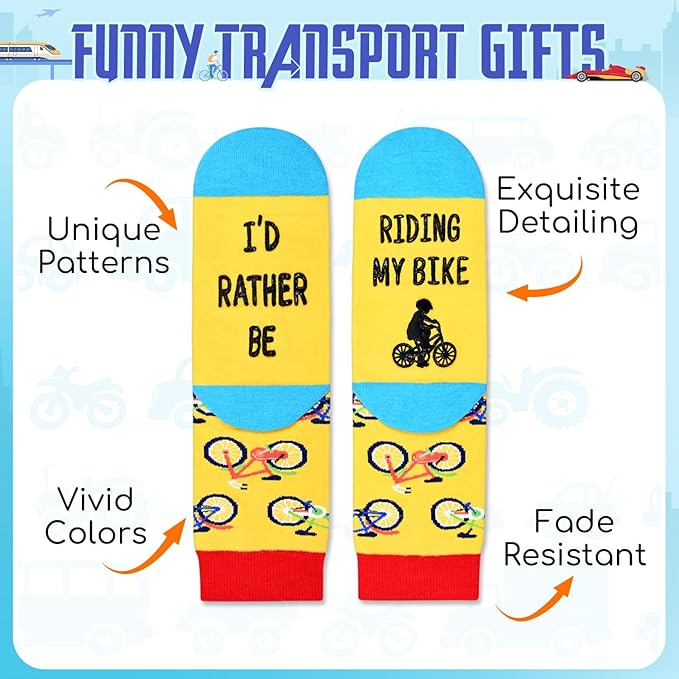 HAPPYPOP Train Tractor Gifts For Boys - Funny Railroad Tractor Socks For Kids 7-12 Years Old
