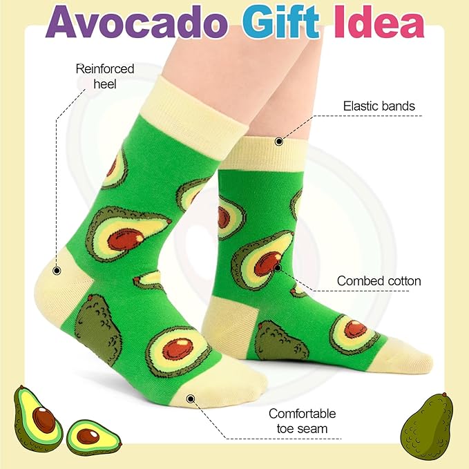 6 Pack Boys Girls Novelty Crew Socks + Gift Box, Funny Colorful Presents for 2-18 Years Old Kids Teens