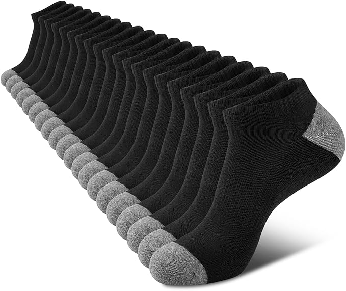 COOVAN 10 Pairs Mens Cushion Ankle Socks Men 10 Pack Low Cut Comfort Breathable Casual Socks