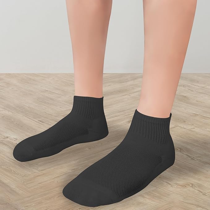 +MD 6 Pairs Ankle Socks for Women and Men, Bamboo Viscose Smell Control Cushioned Sole Casual Low Cut Socks