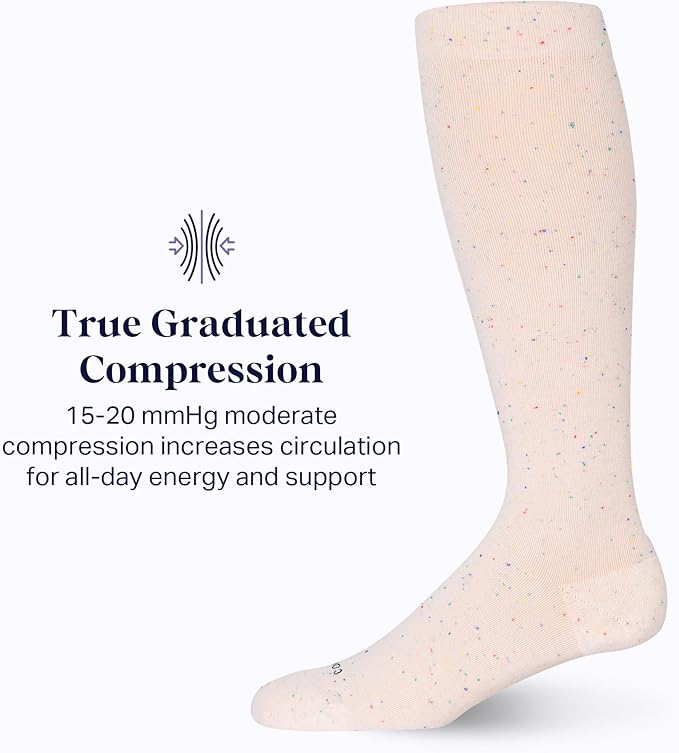 Comrad Recycled Cotton Knee High Socks - 15-20mmHg Graduated Compression Socks - Soft & Breathable Support Socks, Unisex