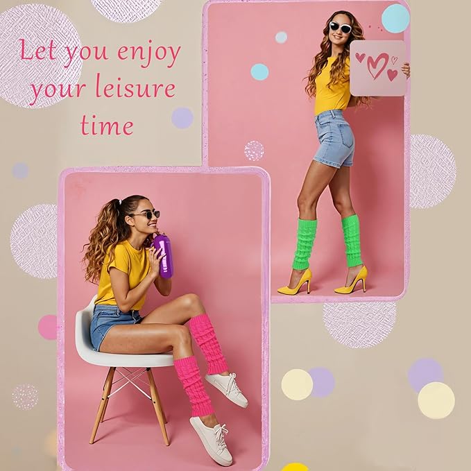 Womens Leg Warmers Winter Warm Knit Long Boot Socks Slouch Knee High 80s for Party