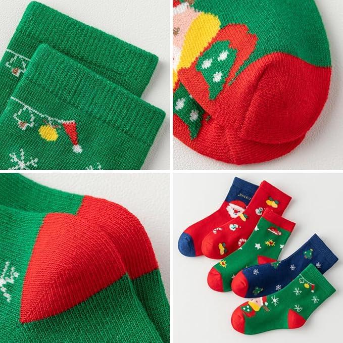 Padgene 10 Pairs Kids Boys Fun Novelty Socks Toddler None Slip Cotton Crew Dress Socks Cartoon Dinosaur Car Shark Stripes