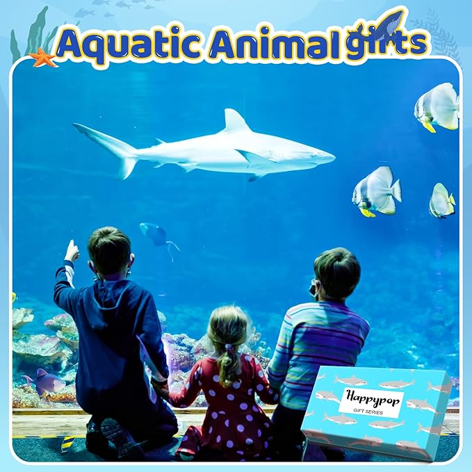 HAPPYPOP Shark Gifts for Boys - Silly Shark Socks Adult 4 Pack, Ocean Socks for Kids Boys 4-18 Years