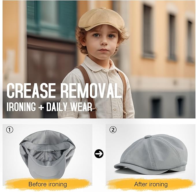 Kids Boys Cotton Newsboy Cap 8 Panel Beret Cabbie Hat for Toddler
